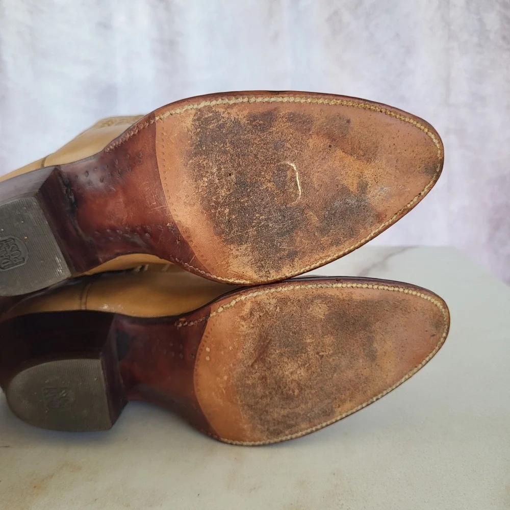 Dan Post Classic Knee High Western CowboyBoots Tan Women's Size 8 C